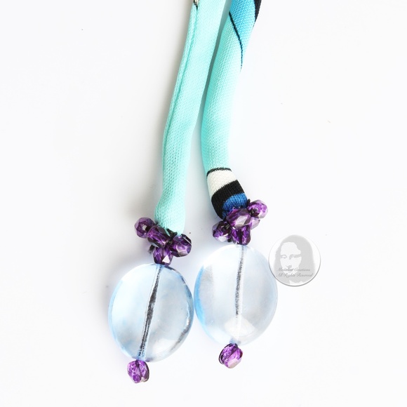 Emilio Pucci Belt Silk Jersey Print Rope with Glass Bead Tassels in Pouch Y2K - Picture 6 of 6
